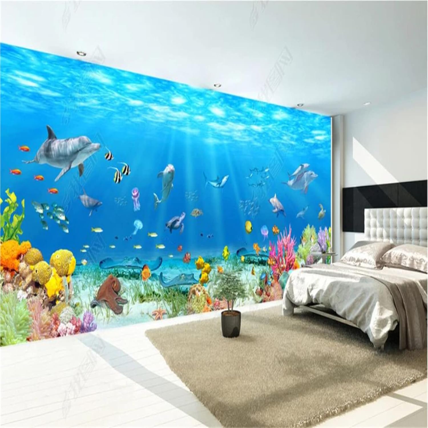 Amazon フルシーン3d巨大な水中世界テレビ背景壁壁紙海子供部屋寝室装飾壁画壁紙 350cmx256cm 137 8x100 8inch 壁紙