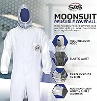 Vista 2 de SAS Safety Corp Overol SAS Moonsuit de Nylon y Algodón Overol de Trabajo Lavable a Máquina con Capucha Completa, Cremallera Frontal Completa