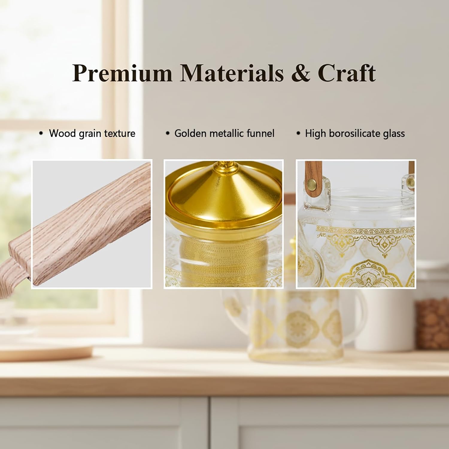 Glass Teapot Stovetop 36 OZ/1100ml, Borosilicate Clear Tea Kettle, Tea pot with Removable Stainless Steel Infuser, Flower teaTea Leaf Teapot Maker Tea Brewer for Camping, Travel, Square