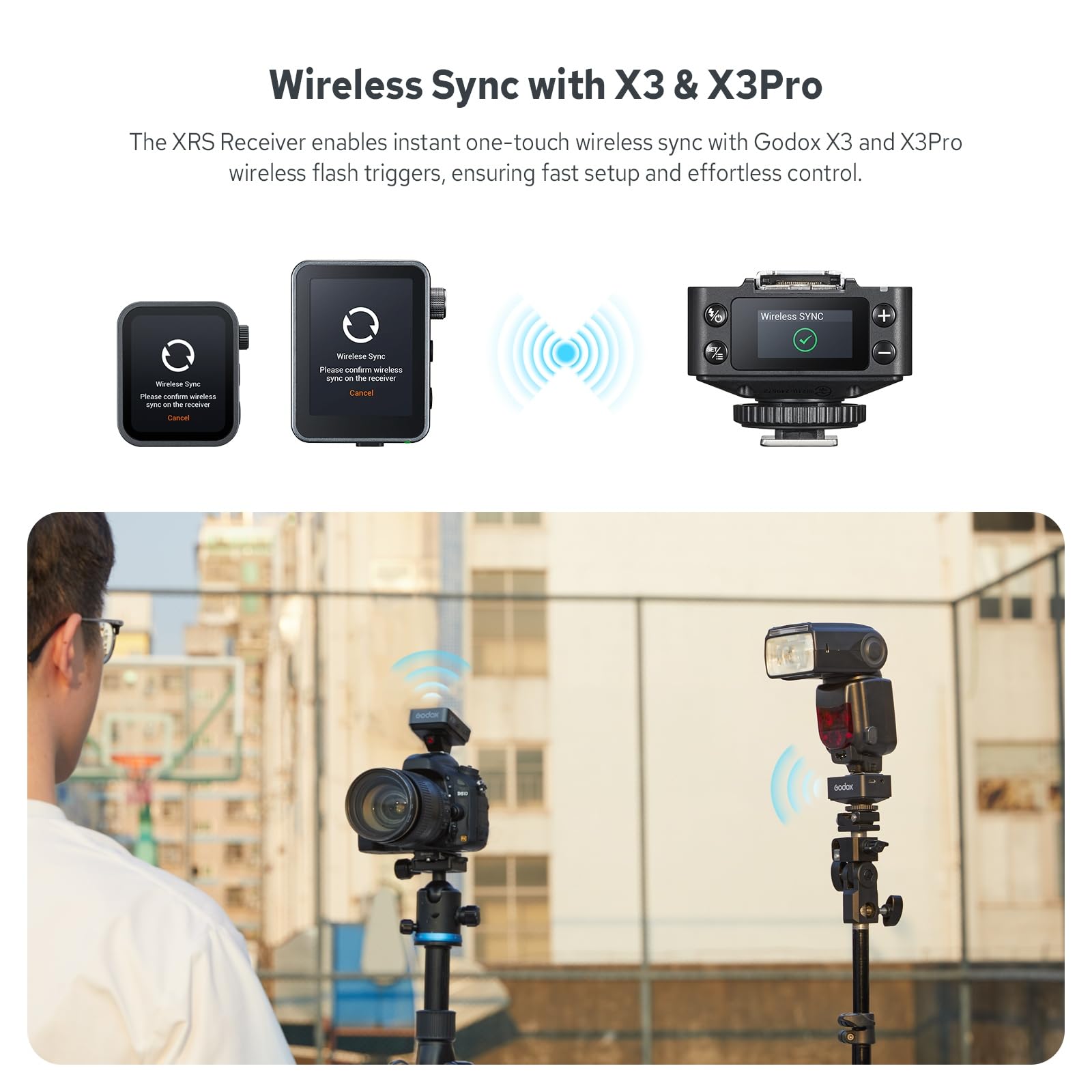 Godox XR-S TTL drahtloser Empfänger für Sony Flash, Fernbedienung über X3Pro, 100m Reichweite, 1270mAh Akku, 0,96" Farbbildschirm-Empfänger für Sony Camera Flash