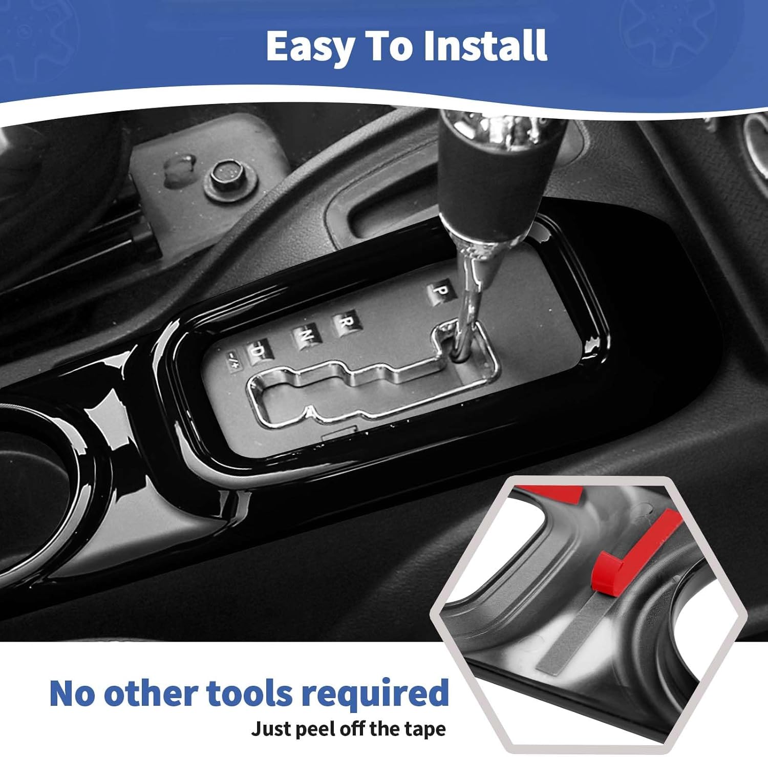 RT-TCZ for Jeep JK Center Console Gear Shift Panel Trim Cuphold Cover for Jeep Wrangler JK JKU 2011-2017 Black Interior Accessories