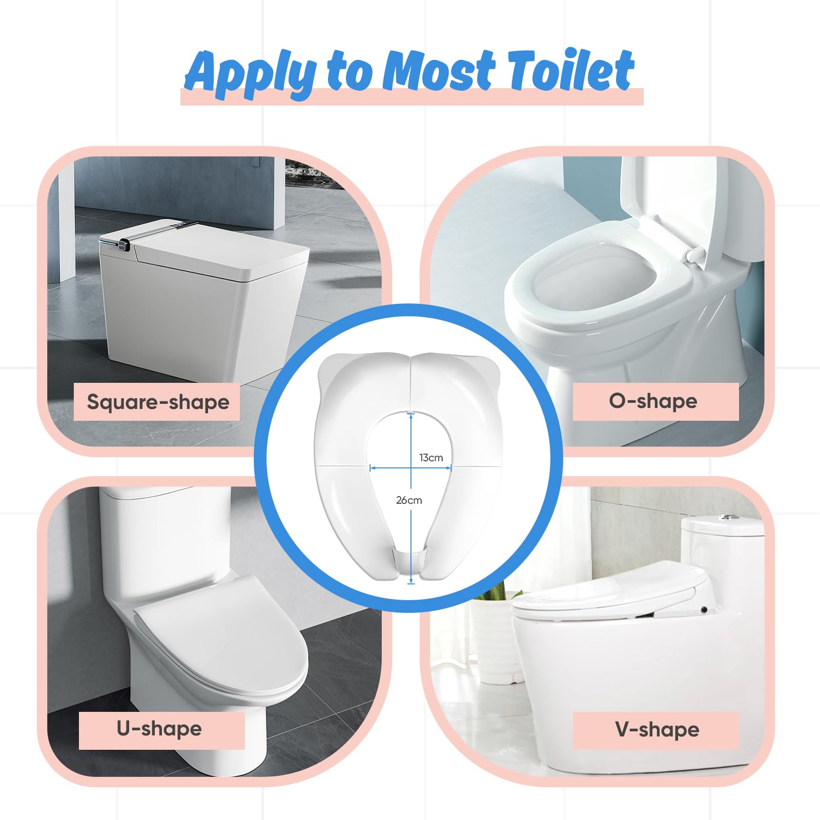 Riduttore WC Per Bambini Pieghevole - Portatile, Con Paraspruzzi, Bianco, Per Potty Training - Foto 4