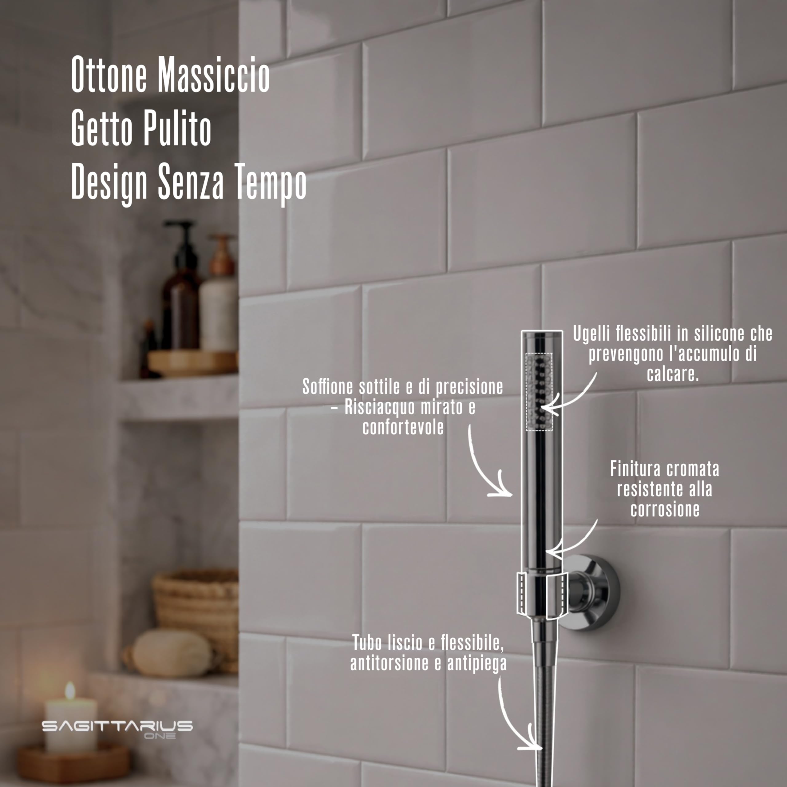 25S1 - doccino per doccia con tubo| 1.5 m PVC shower head | Shower head | Chrome-plated brass | Shower hose