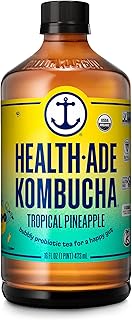 Health-Ade Kombucha Tea Organic Drink, Fermented Tea with Living Probiotics, Detoxifying Acids, Supports Gut Health, Non-GMO, Vegan, Gluten Free, 12 Pack (16 Fl Oz Bottles), Tropical Punch