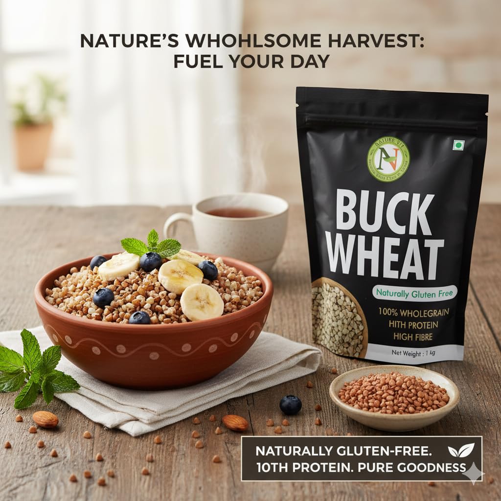 Nature Vit Buckwheat Seeds, 1 kg | Kuttu Giri | Gluten-Free Superfood for Delicious Sweet & Savory Recipes - Image 6 thumbnail