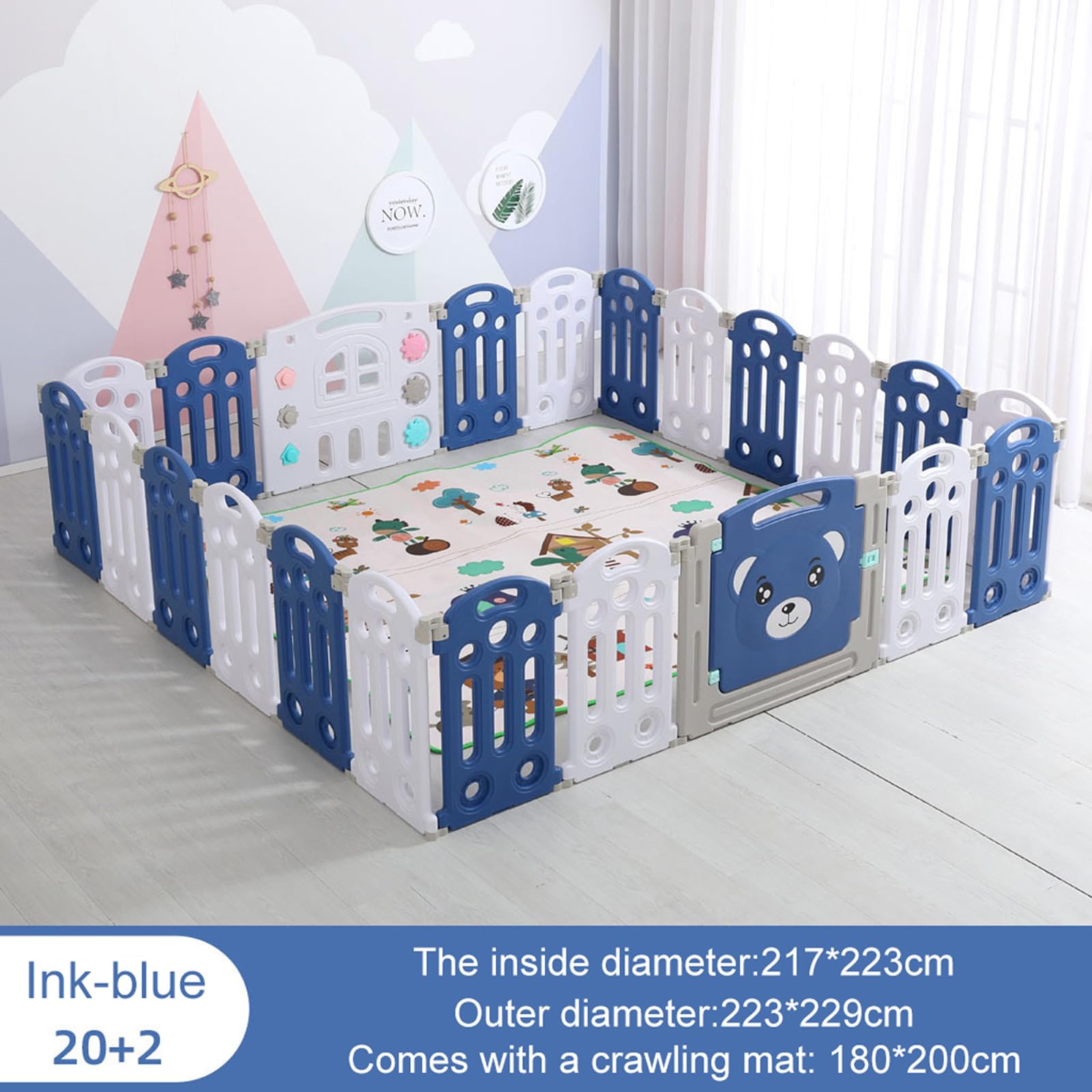 Magic ZC Box Bambini, Recinto per Bambini, Box Neonato con Materassino Grande Pieghevole Interni ed Esterni, Centro Attività Infantile Parco Giochi per Bambino con Schiuma Anticollisione (20+2)