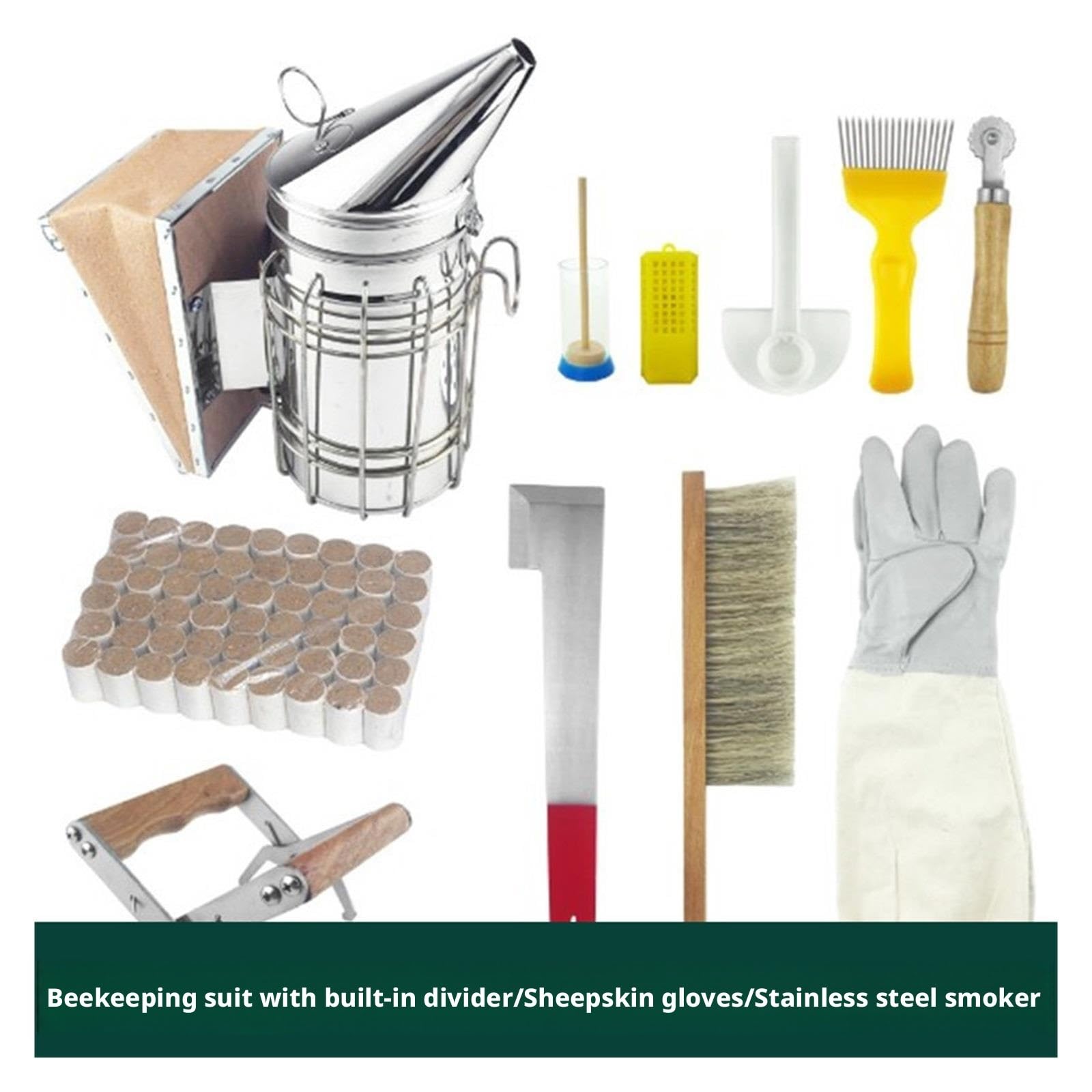 Kit completo de suministros apicultura, traje antipicaduras, abrazadera para colmena ahumadora para principiantes y profesionales