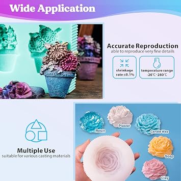 15A & 20ASilicone Mold Making Kit, Non-Toxic Platinum Silicone Rubber for Mold Maker, Beginners, Ideal Liquid Silicone for Casting Resin, 3D Molds, 1:1 Mixing by Weight