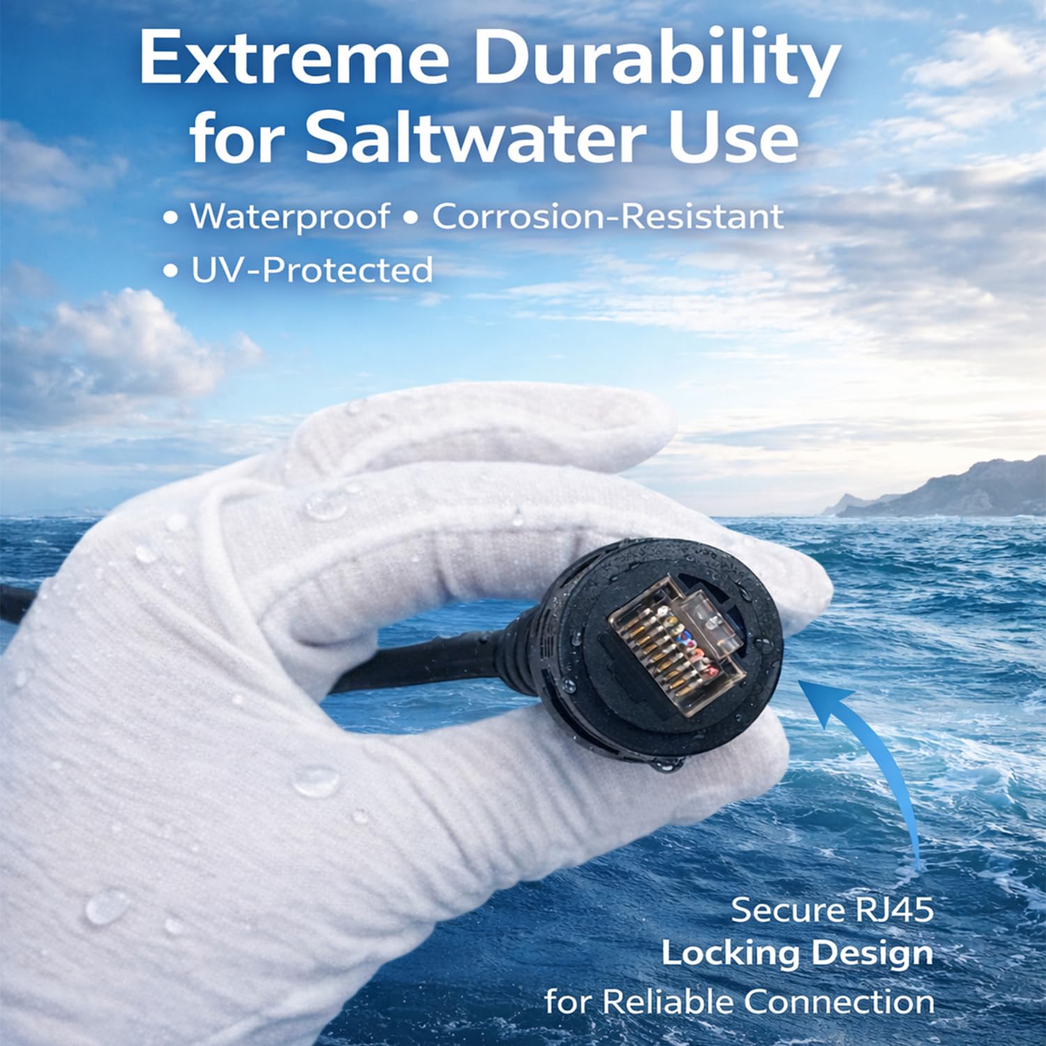 20ft Marine Network Cable, RJ45 Male to Male Ethernet Cable Compatible with Garmin GPSMAP, Fish Finder, Radar, GMS 10 (Ref. 010-10551-00)