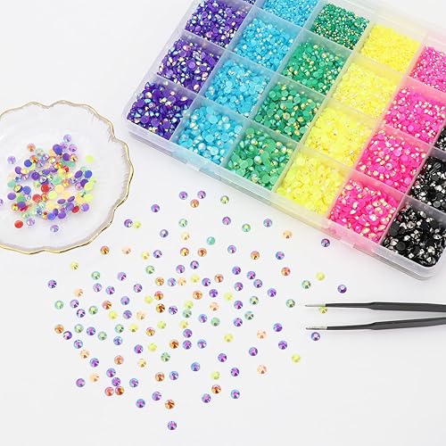 Miniatura 8 de Diamantes de imitación arcoíris para uñas, colores mezclados, diamantes de imitación de resina para manualidades, gemas brillantes para uñas,