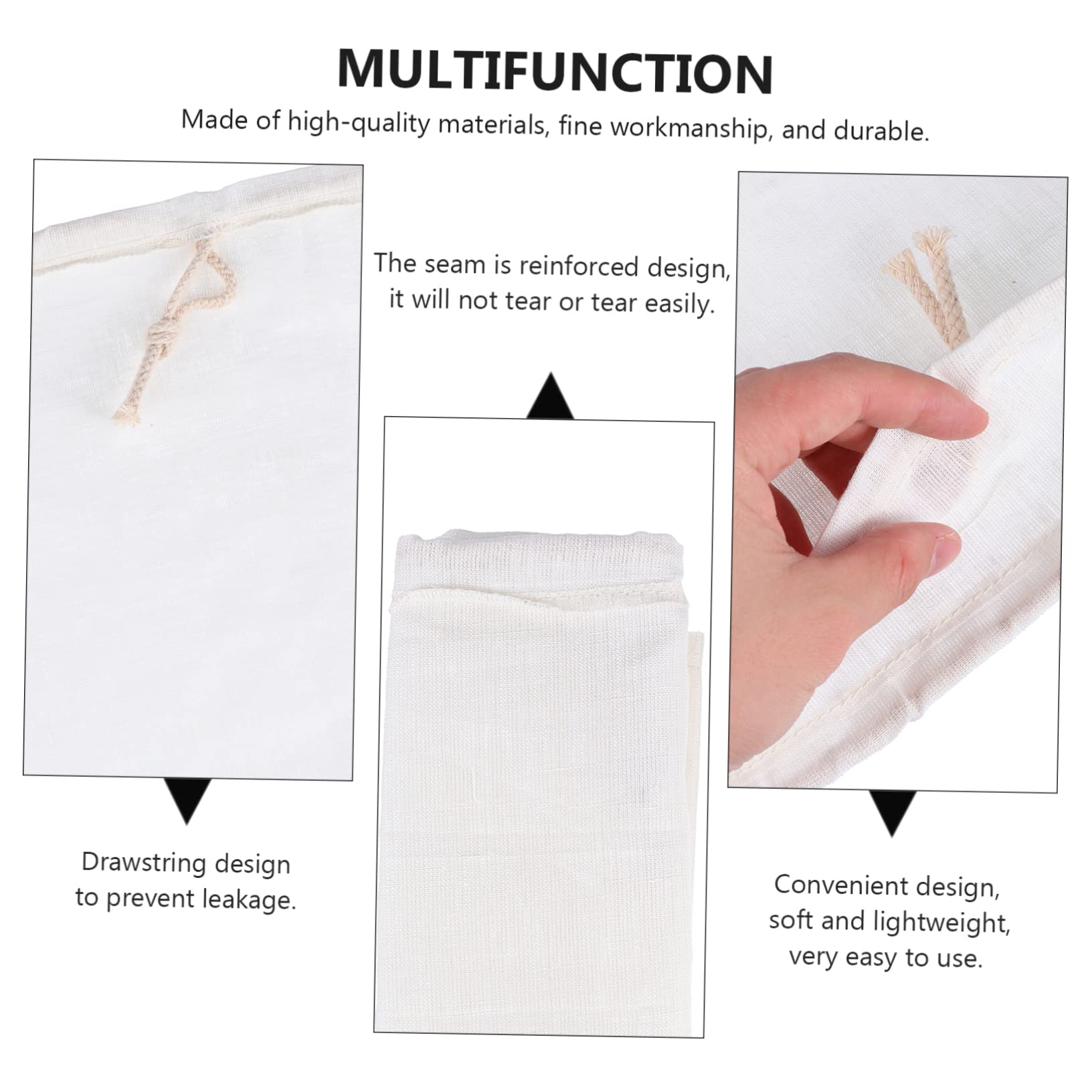 GRIRIW 2pcs Reusable Filter Bags for Nut Fruit Juice and Tea Thickened Food-grade Strainer Pouch for Home Brewing and Beverage Preparation