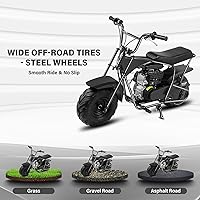 Vista 7 de Oryxearth Mini moto de cross para niños, 105 CC de 4 tiempos para niños, a gasolina, con bolsillo todoterreno con aprobación EPA, soporta