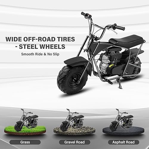 Miniatura 7 de Oryxearth Mini moto de cross para niños, 105 CC de 4 tiempos para niños, a gasolina, con bolsillo todoterreno con aprobación EPA, soporta