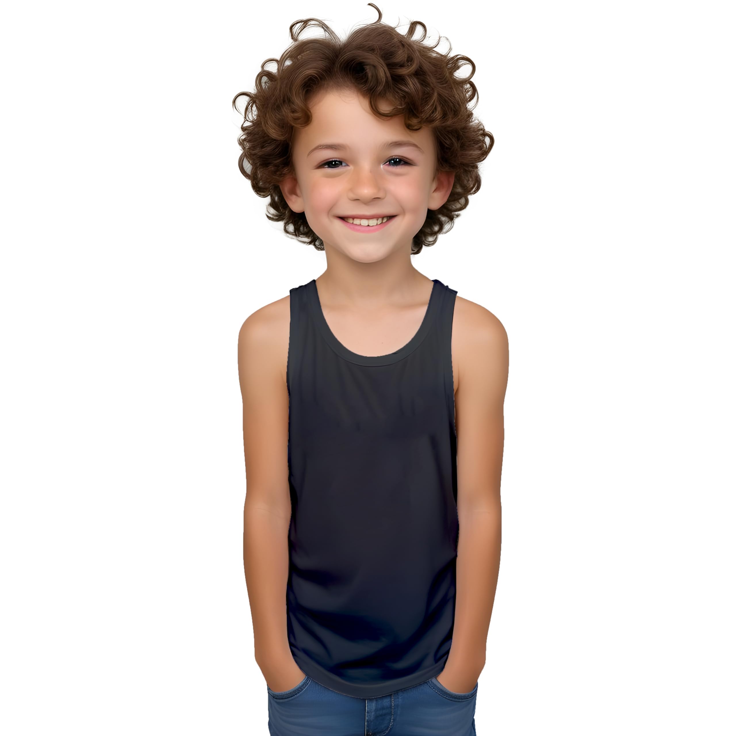 Camiseta sisas con tirantes anchos de colores variados en algodón para niños