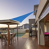 Vista 7 de Toldo triangular de 17 x 19 x 25.5 pies, color azul, con borde recto, toldo triangular para exteriores, cubierta para pérgola con bloqueo UV