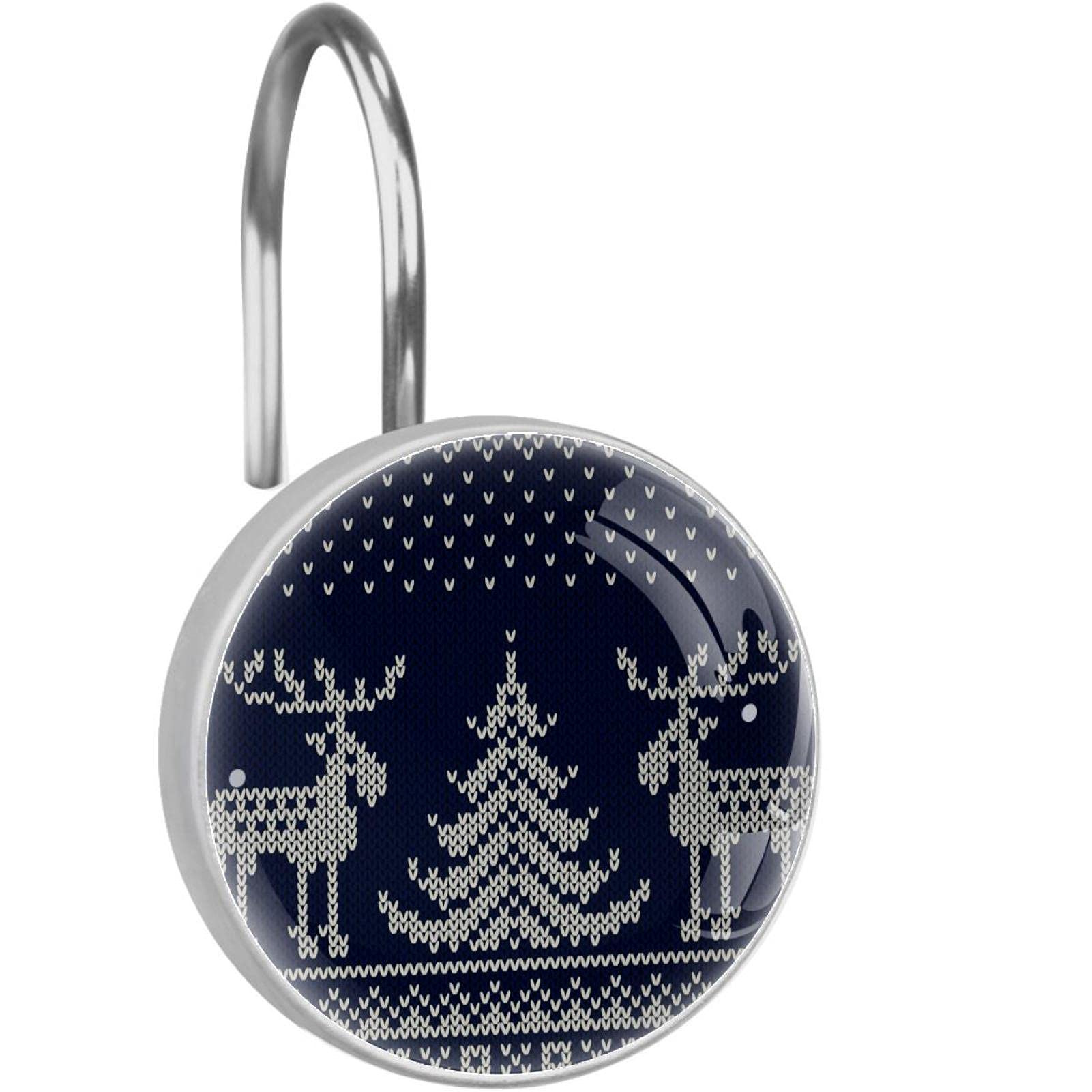 Set Da 12 Ganci Per Tenda Doccia In Acciaio Inox Con Anelli Decorativi In Cristallo - Rotondi E Antiruggine - 3