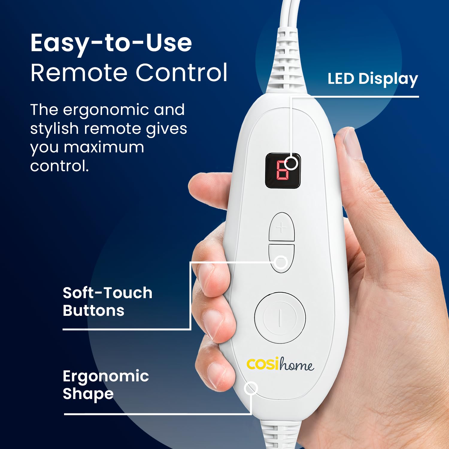 Cosi Home Koc elektryczny 180 x 130 cm – elektryczny koc termiczny z automatycznym wyłączaniem, ochrona przed przegrzaniem, nadaje się do prania, przytulny koc Sherpa i polar, 10 stopni grzania z