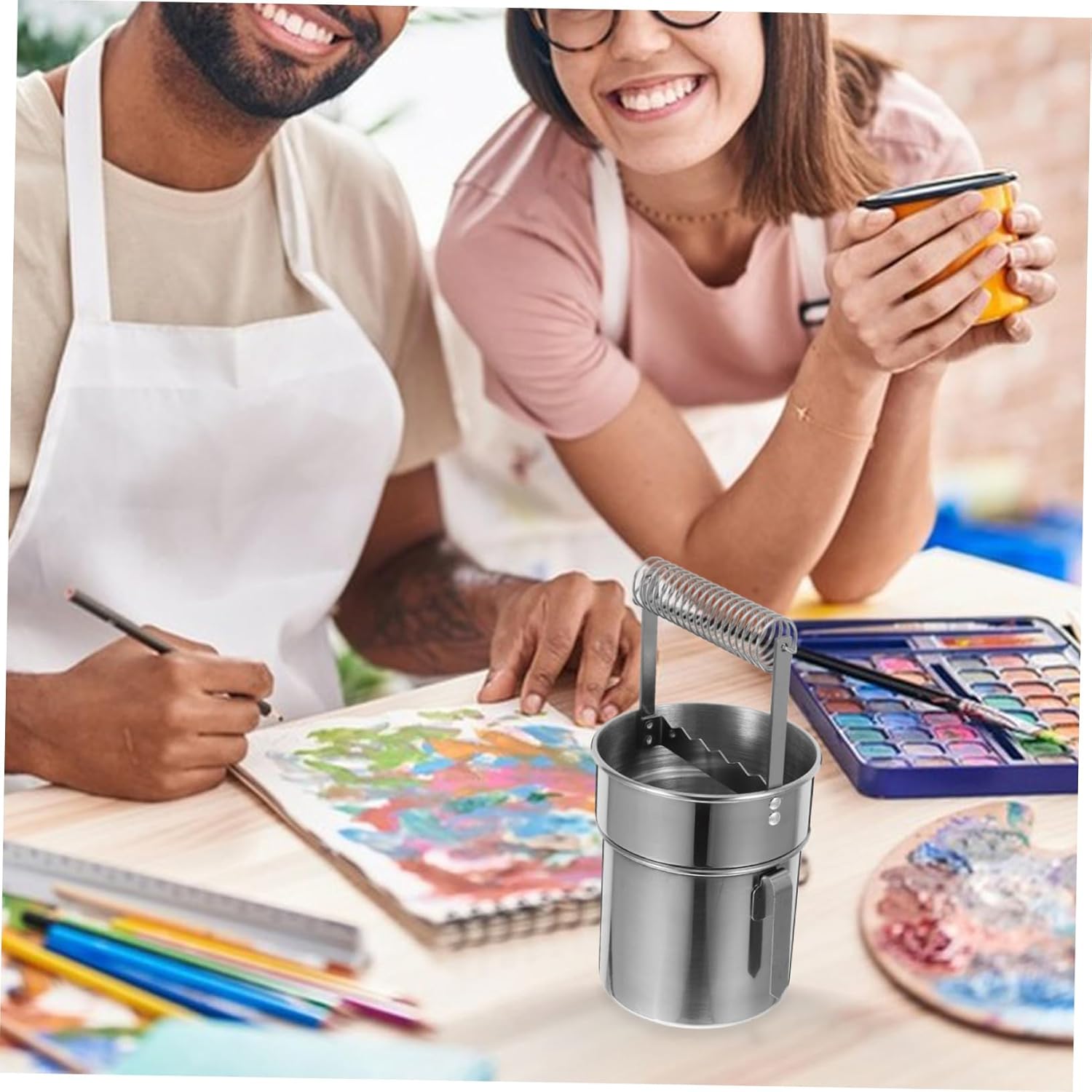 Practical Oil Painting Brush Cleaning Bucket Large Capacity Pen Washer Handle Paint Marker Holder Paint Brush Cleaner Rinse Cup