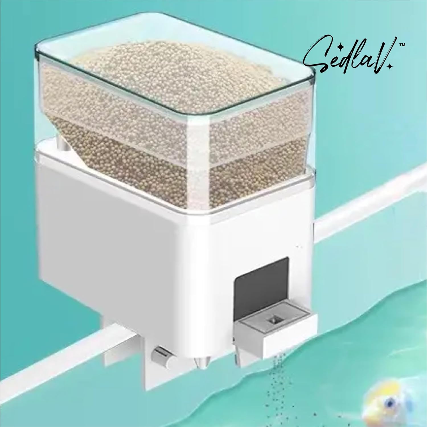 SEDLAV Automatic Fish Feeder with 3 Gears Adjustment & Large Capacity for Reduction of Environmental Waste - Battery Powered Feeder for Homes, Offices, and Large Fish Tanks