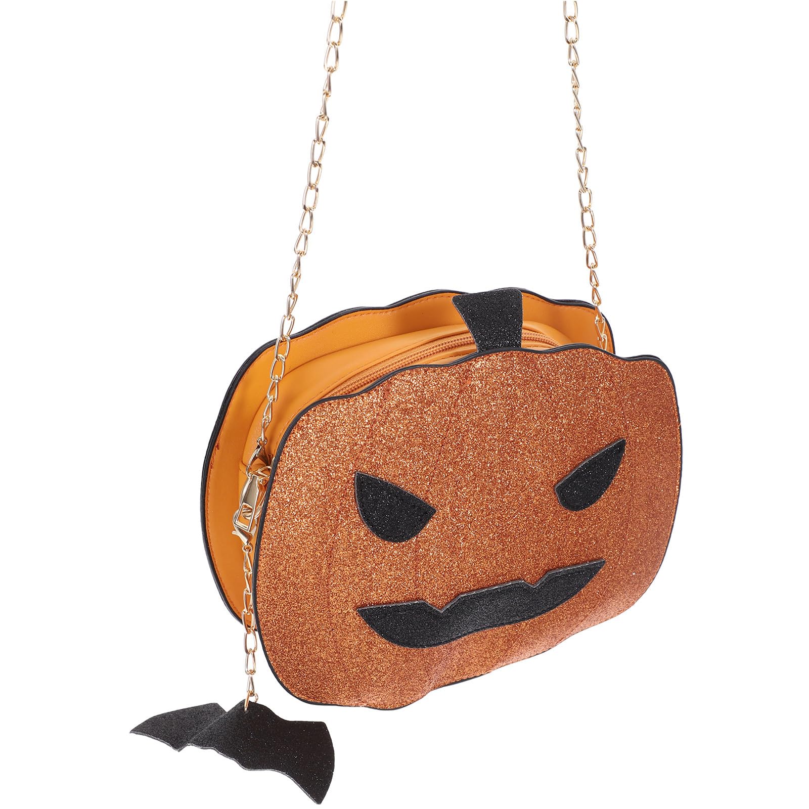 Halloween Kürbis Crossbody Tasche Damen Leichte PU Schultertasche mit Verstellbarem Tragegurt und Cartoon Teufel Motiv