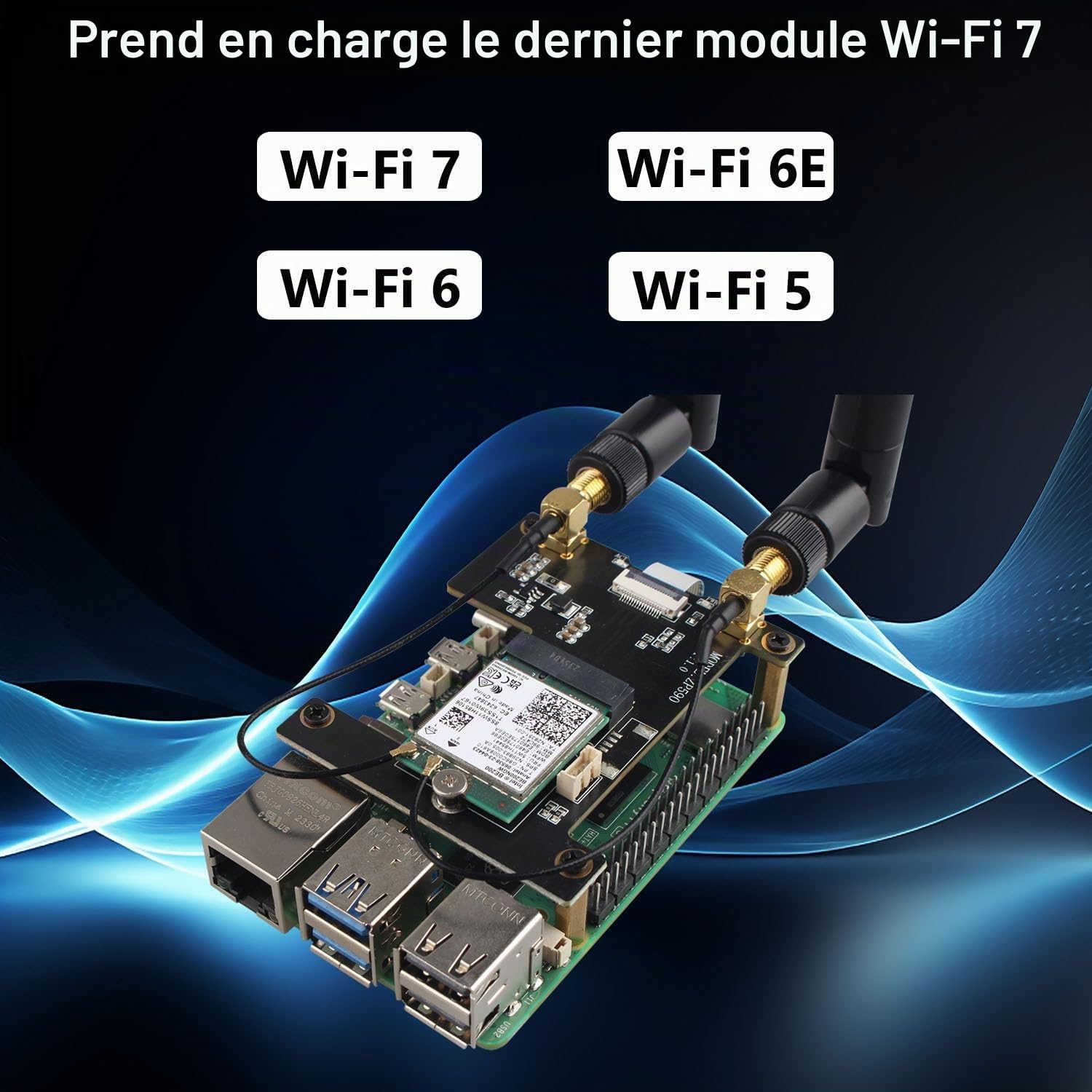 ZDE ZP590A PCIe to M.2 E Key WiFi7 6 6E 5 Hat Adapter for Raspberry Pi 5 | WiFi Adapter Expansion Board, Support Google TPU WIFI 7 BE200 WIFI6E AX210 MT7922 WIFI6 AX200