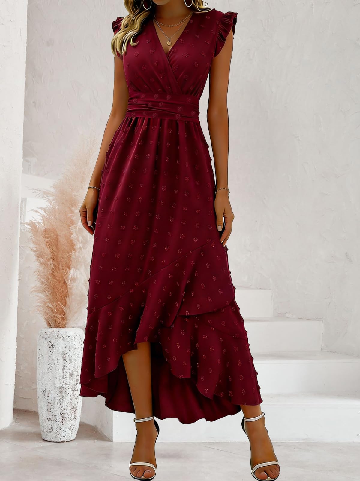 Sommerkleid Damen Elegant Kleid Kurze Ärmel V-Ausschnitt Casual Kleider A-Linie Blumenmuster Minikleid Freizeitkleider Sommer Kleid Partykleid