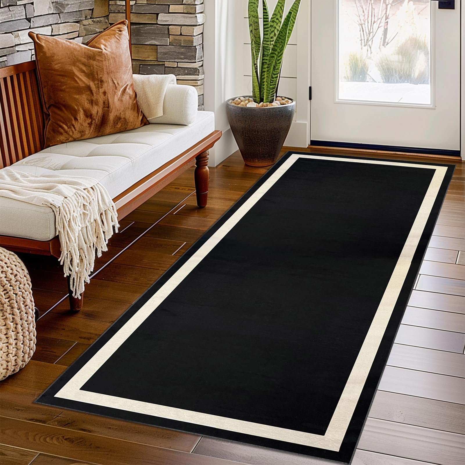 Tapis de couloir vintage antidérapant 100x350 cm lavable et moderne pour entrée