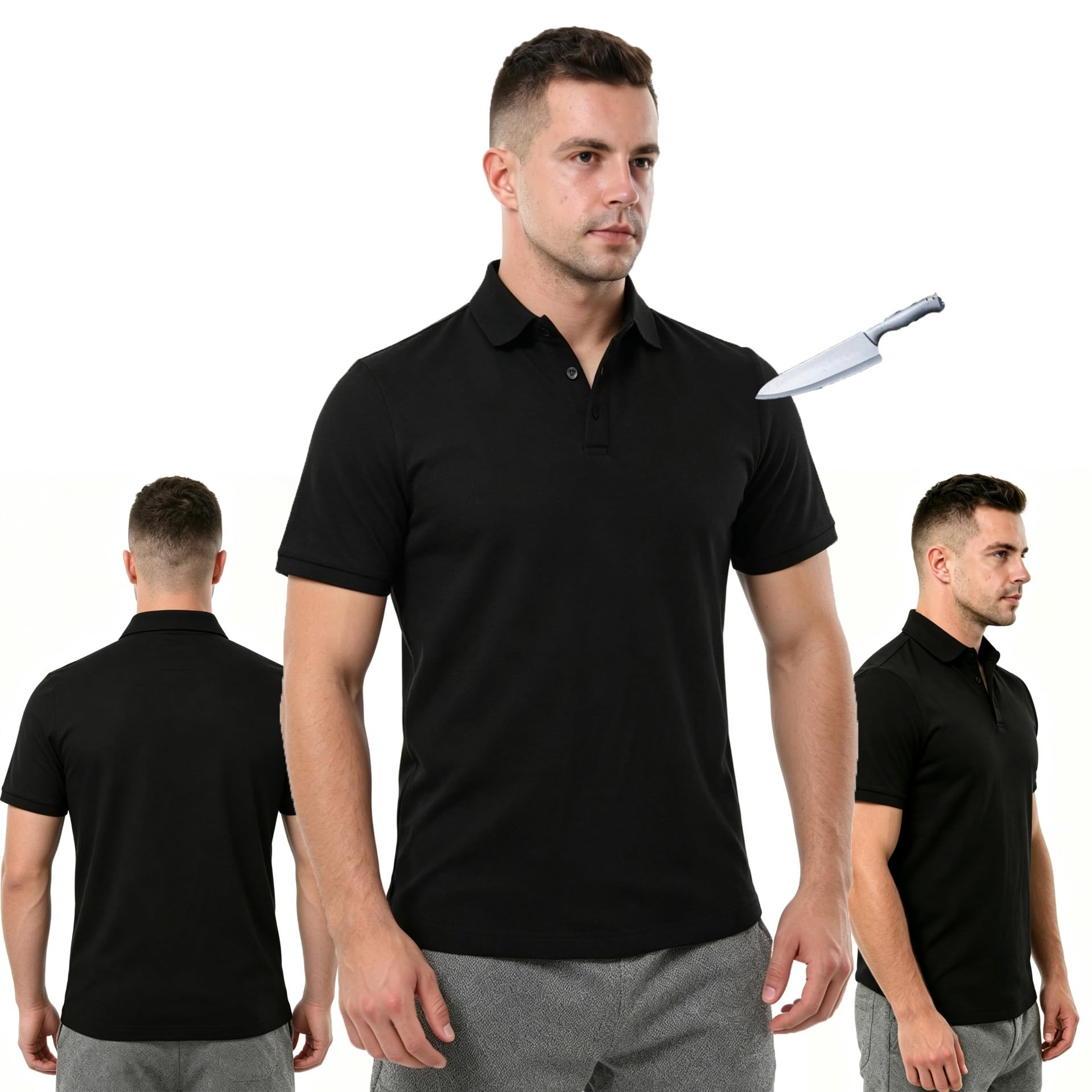 Ropa Resistente a Cortes Y Pinchazos Black-L | Camiseta De Protección De Nivel 5, Chaleco Resistente a Pinchazos, Equipo De Protección Personal Elegante Y Discreto