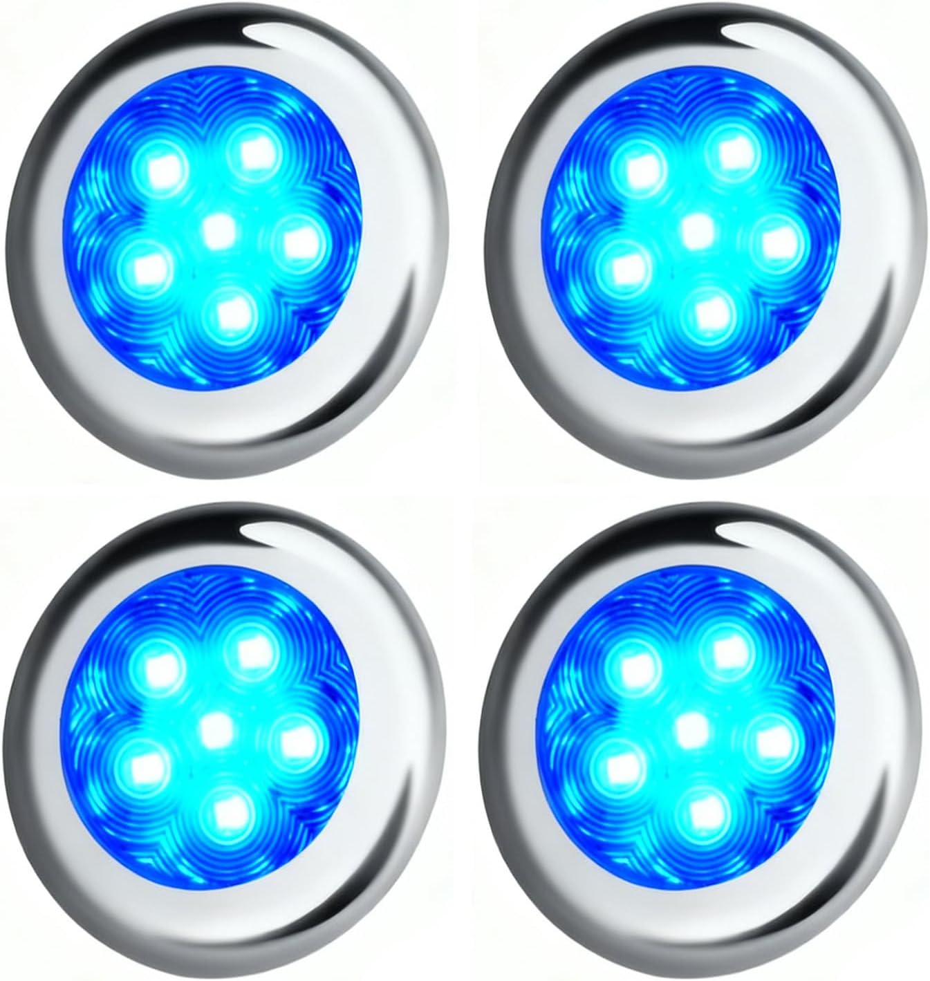 Boat Courtesy Lights, IP68 Waterproof Boat Interior Lights, Marine Navigation Stern Courtesy Night Fishing Lighting, Stainless Steel Marine LED Lighting for Pontoon Bass Sailboat(4PCS Blue)