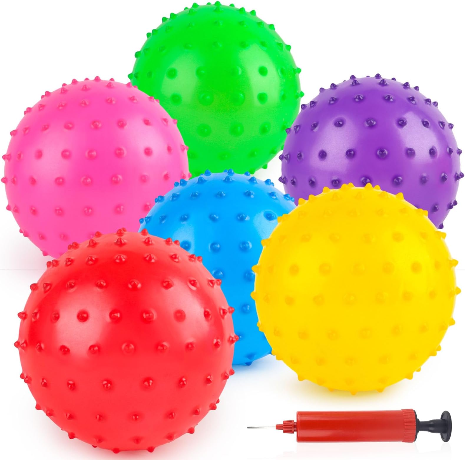 LOVEINUSA 6PCS Bounce Balls, 6inch Sensory Balls with Pump for Babies Toddlers