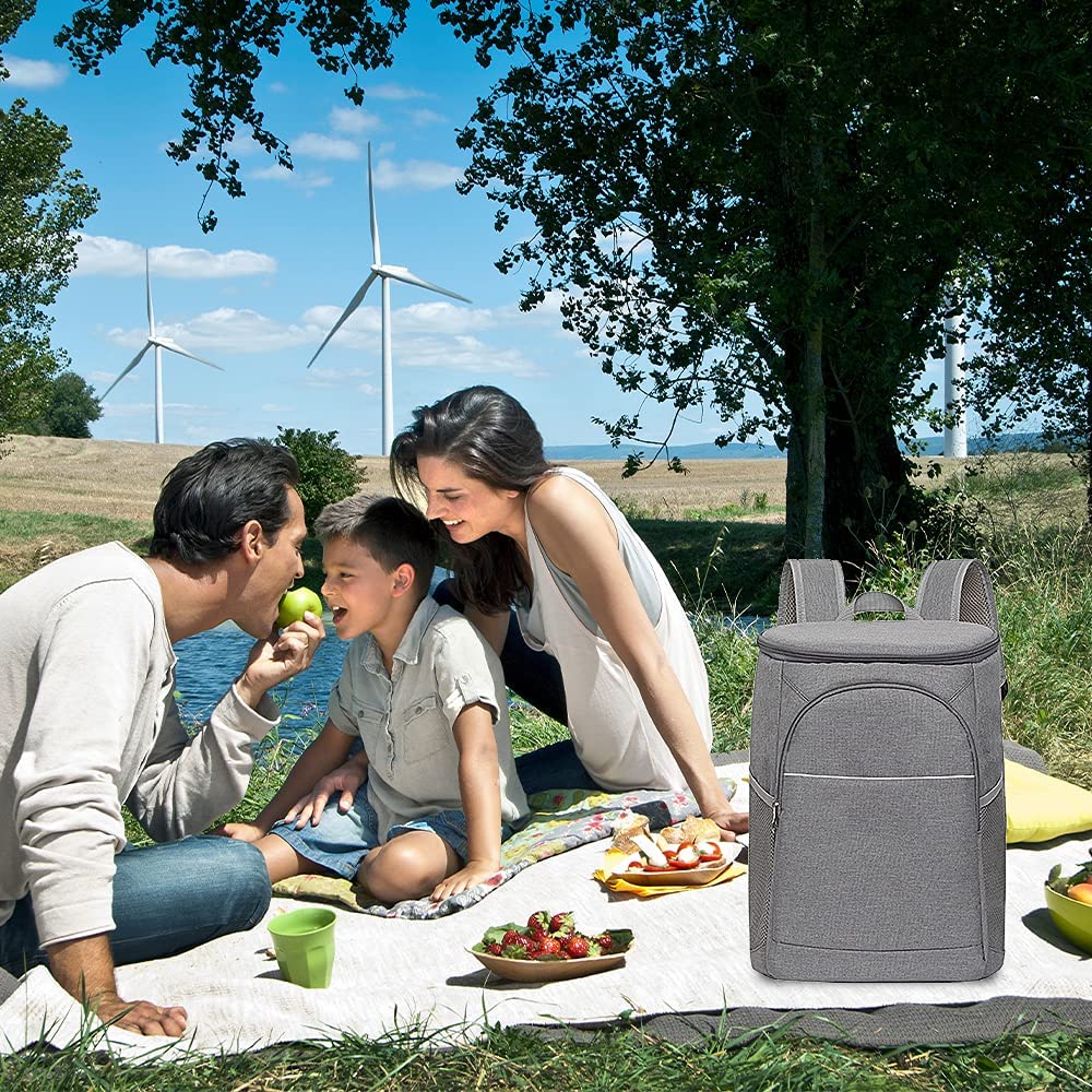 Doppeldecker weicher Kühlrucksack mit hartem Innenfutter, Wärmedämmtasche Oxford wasserdichte Lunchbox Isoliertasche Leichter Rucksack für Camping BBQ Familie Outdoor-Aktivitäten