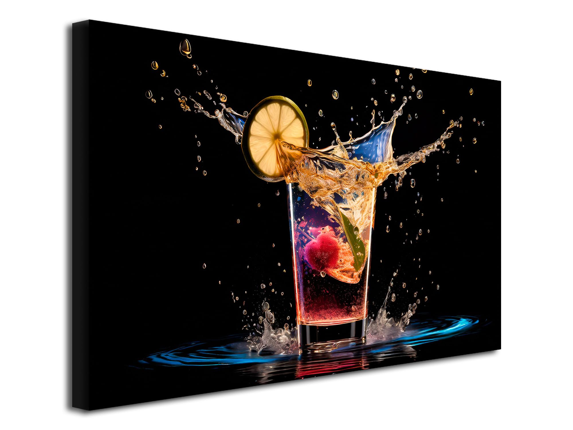DECLINA Cocktail-Kunstdruck Auf Leinwand – Buntes Abstraktes Bild 50 X 30 Cm, Auf Kiefernholz-Keilrahmen, Für Wohnzimmer Oder Küche