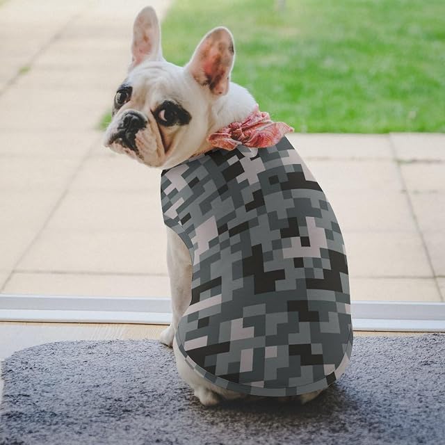 Foto 5 de 8 de Camisas para Perros de Camuflaje con píxeles Digitales, Ropa Estampada para Mascotas, Camisas para Cachorros
