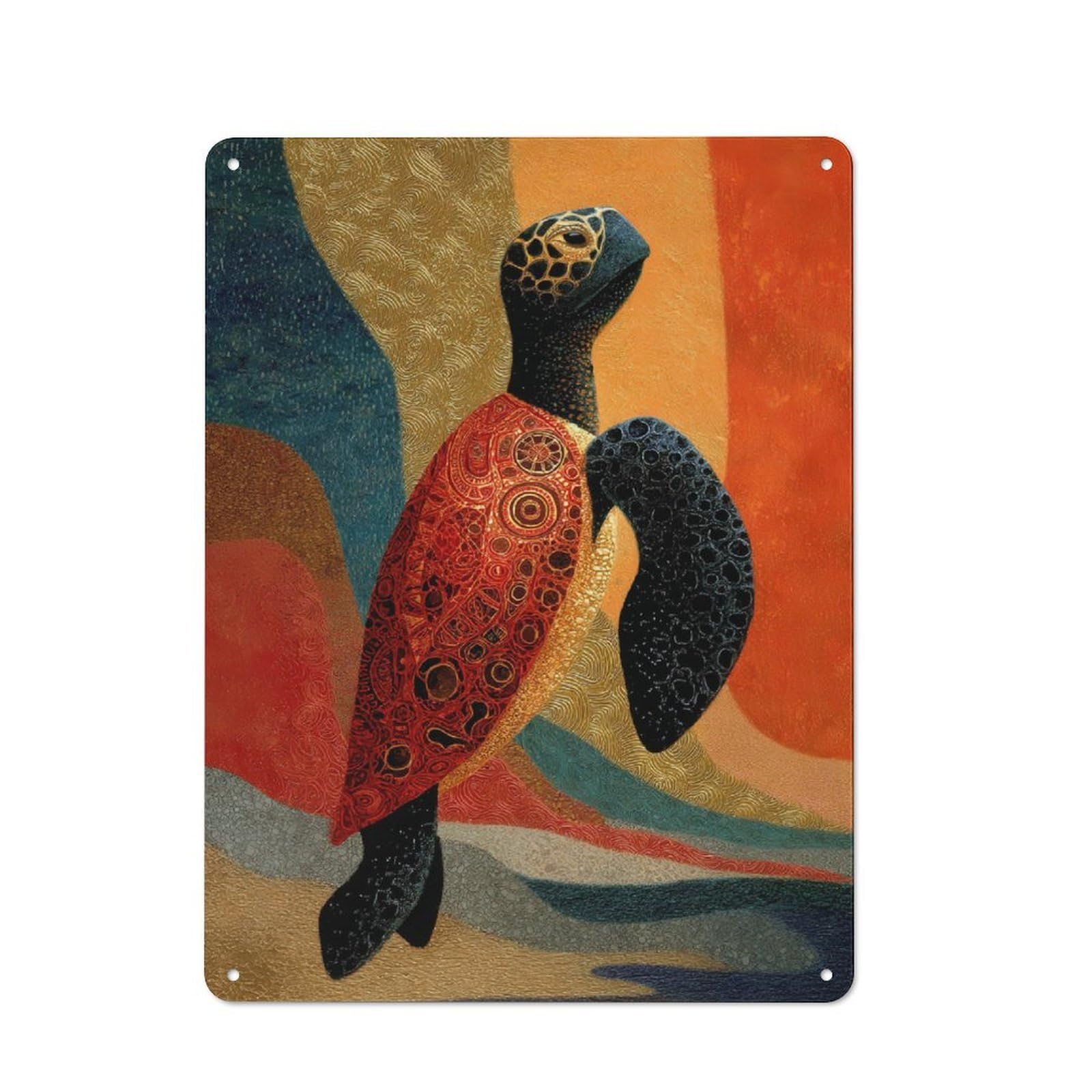 40x30cm Retro Metal Sign with Abstract Turtle Art for Living Room Or Hallway, for Living Room Decor Lovers Refreshing A Room in Autumn
