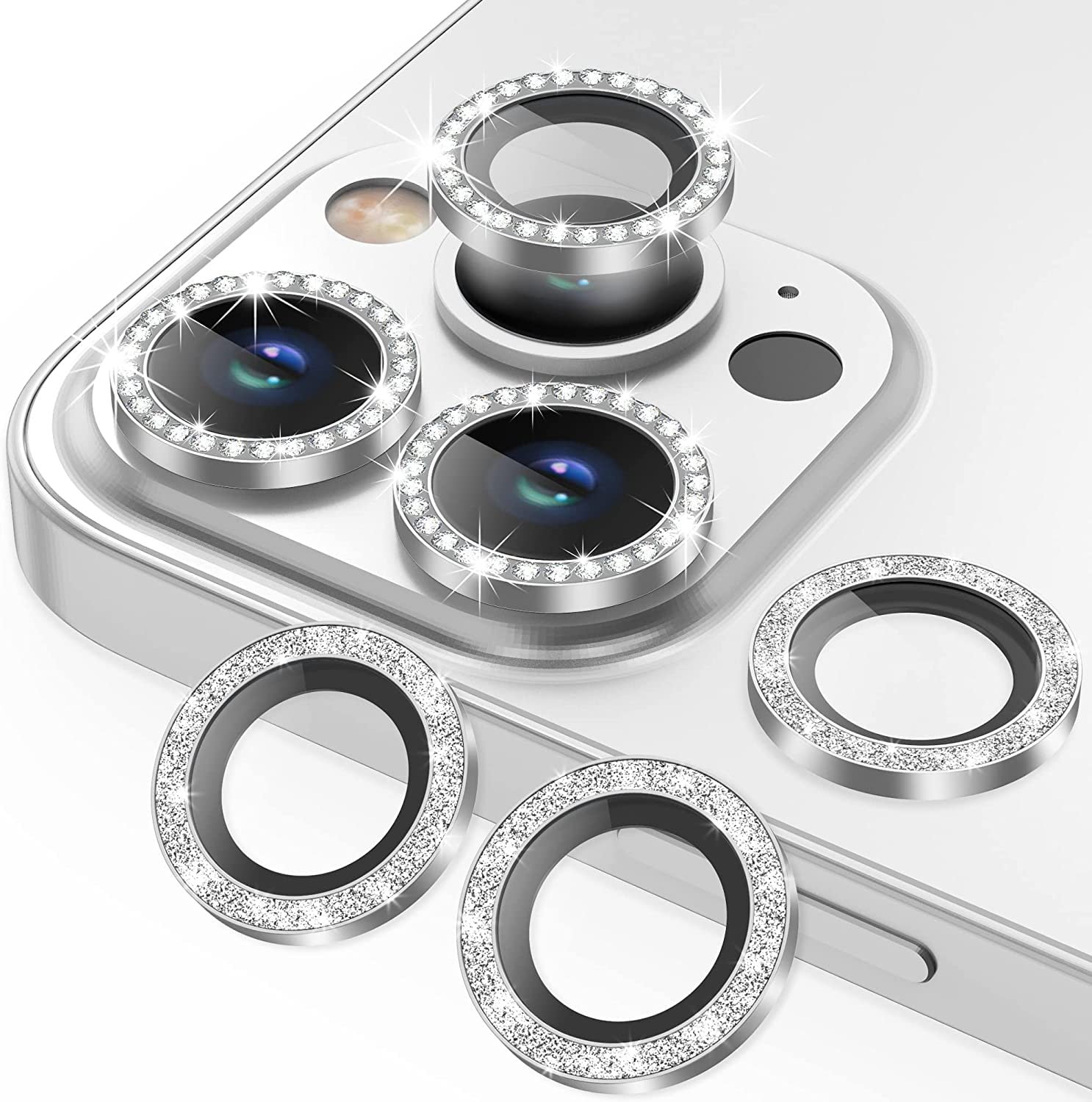 MVYNO Tempered Glass Camera Lens Protector For Iphone 14 Pro & Iphone 14 Pro Max | Crystal Clear Protection For Your Precious Lens, Back Cases Friendly (Iphone 14 Pro, Silver)