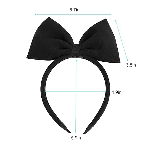 Miniatura 4 de Ivyu Diadema negra con lazo para Halloween, para mujeres y adultos, con lazo grande para el cabello, para niñas, con lazo grande, diadema de Alicia