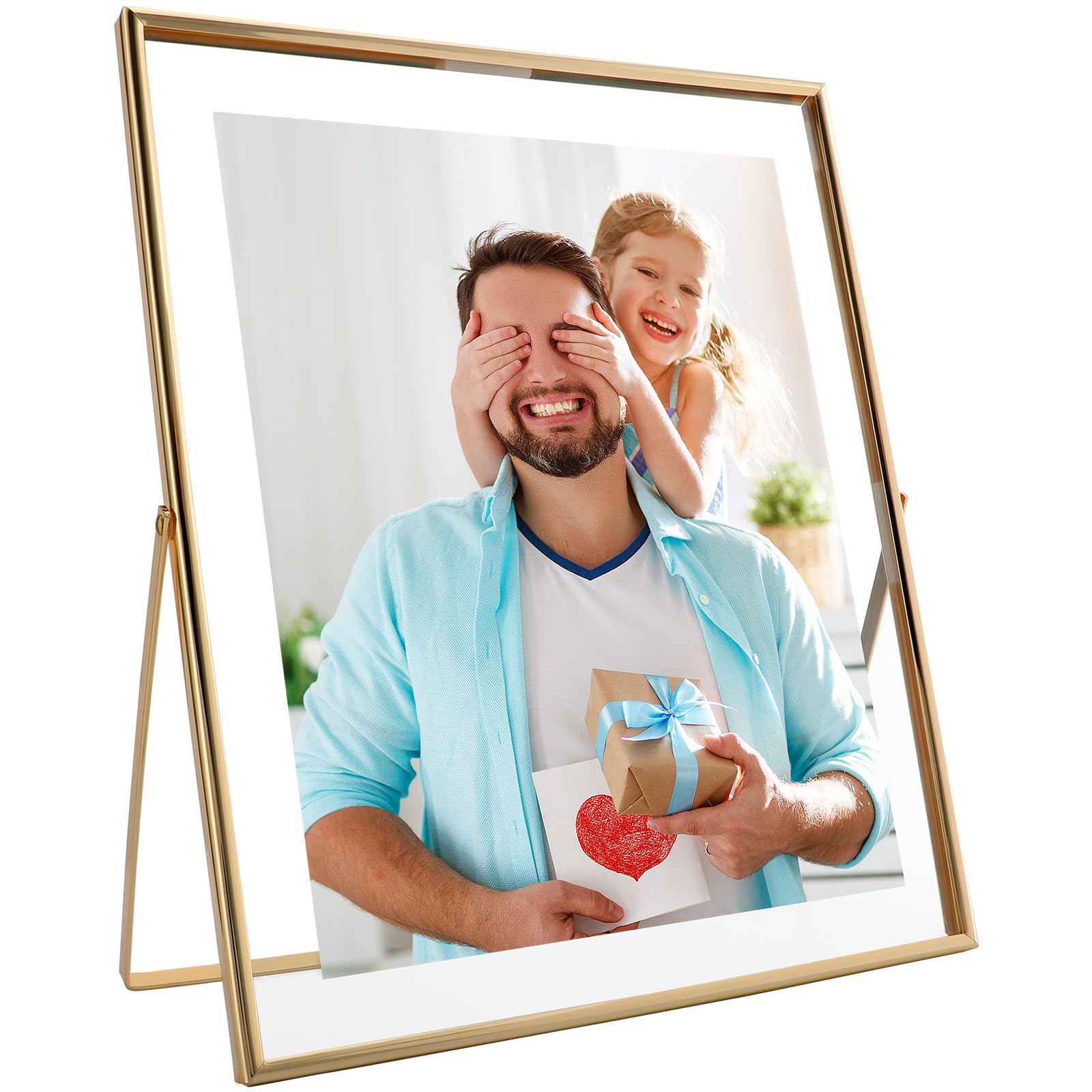 Cadre flottant doré vertical pour photo de mariage et décoration de bureau