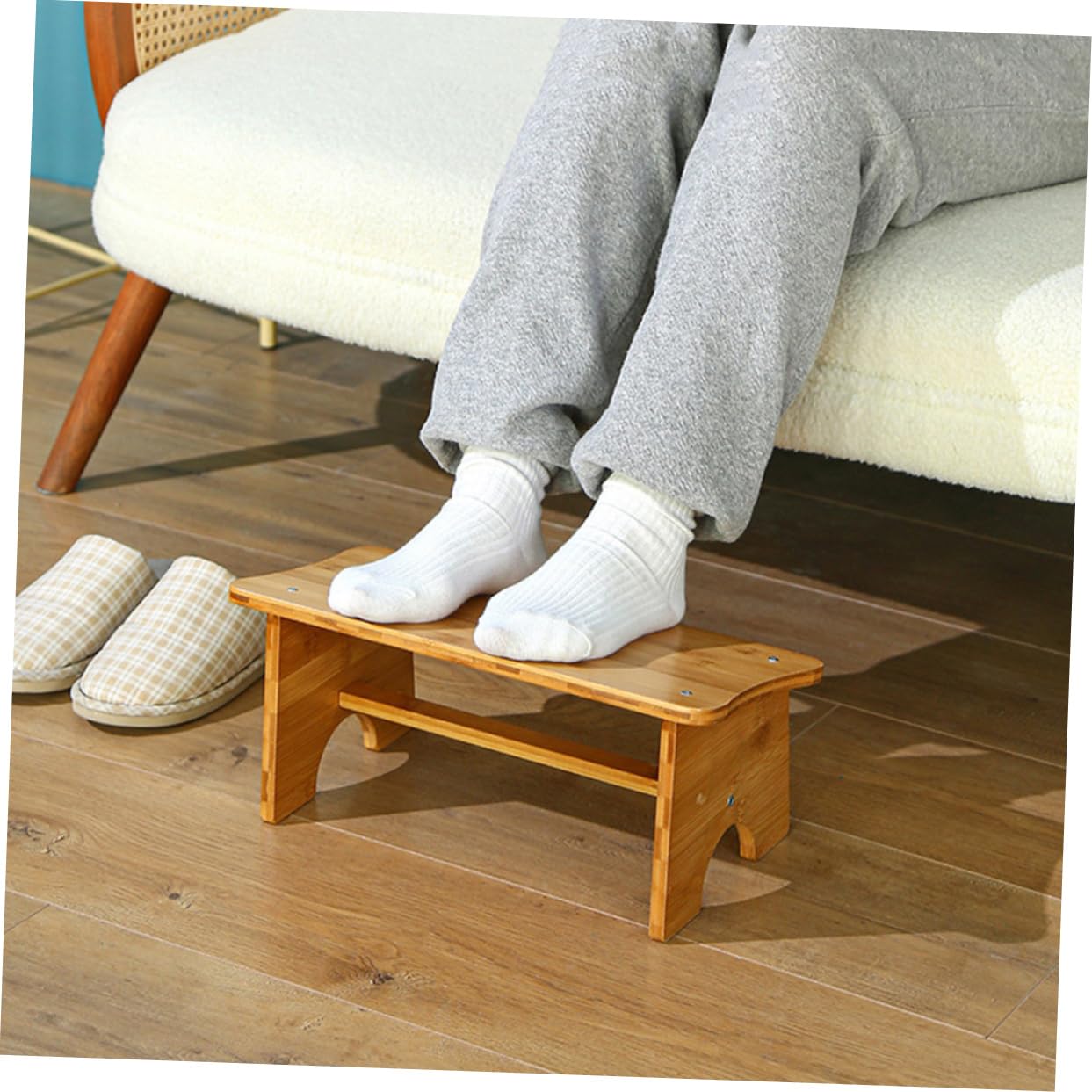 PERSELOSO Anti-Skid Wooden Step Stool Toilet Squatting Stool Small Footstool for Adults