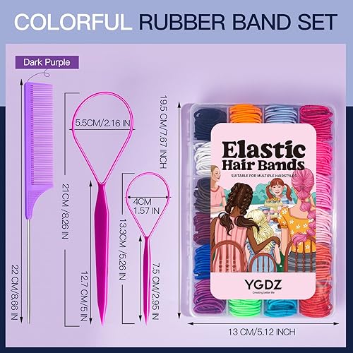 Miniatura 4 de YGDZ 312 ligas elásticas para el cabello, 24 colores, soporte para cola de caballo pequeña, bandas para el cabello de 0.8 pulgadas para niñas,
