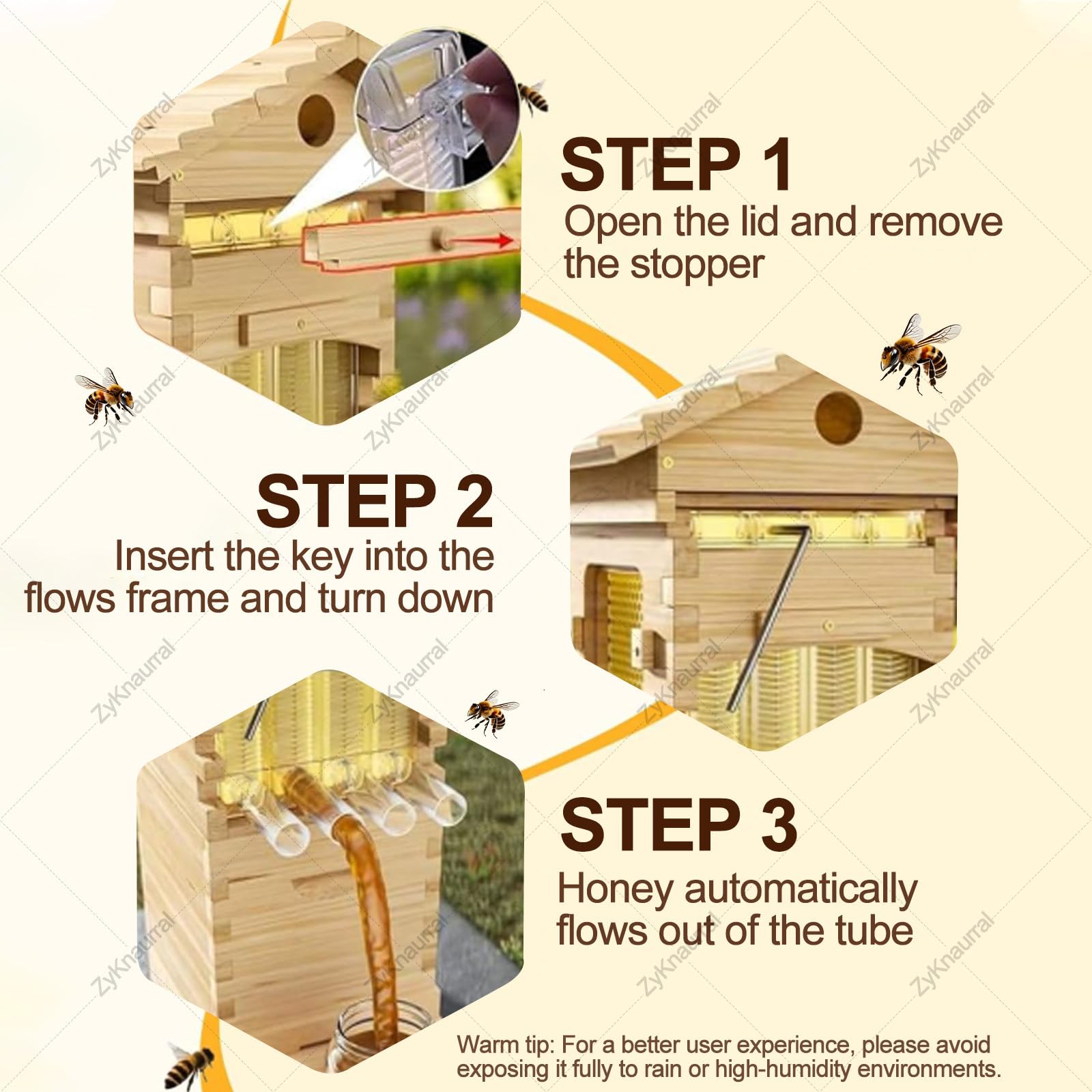 Flow Hive Bienenstock-Starterset, Mit Bienenwachs Beschichtetes Tannenholz, Komplettes Bienenstock-Set Mit Imkeranzug Für Anfänger Und Profi-Imker