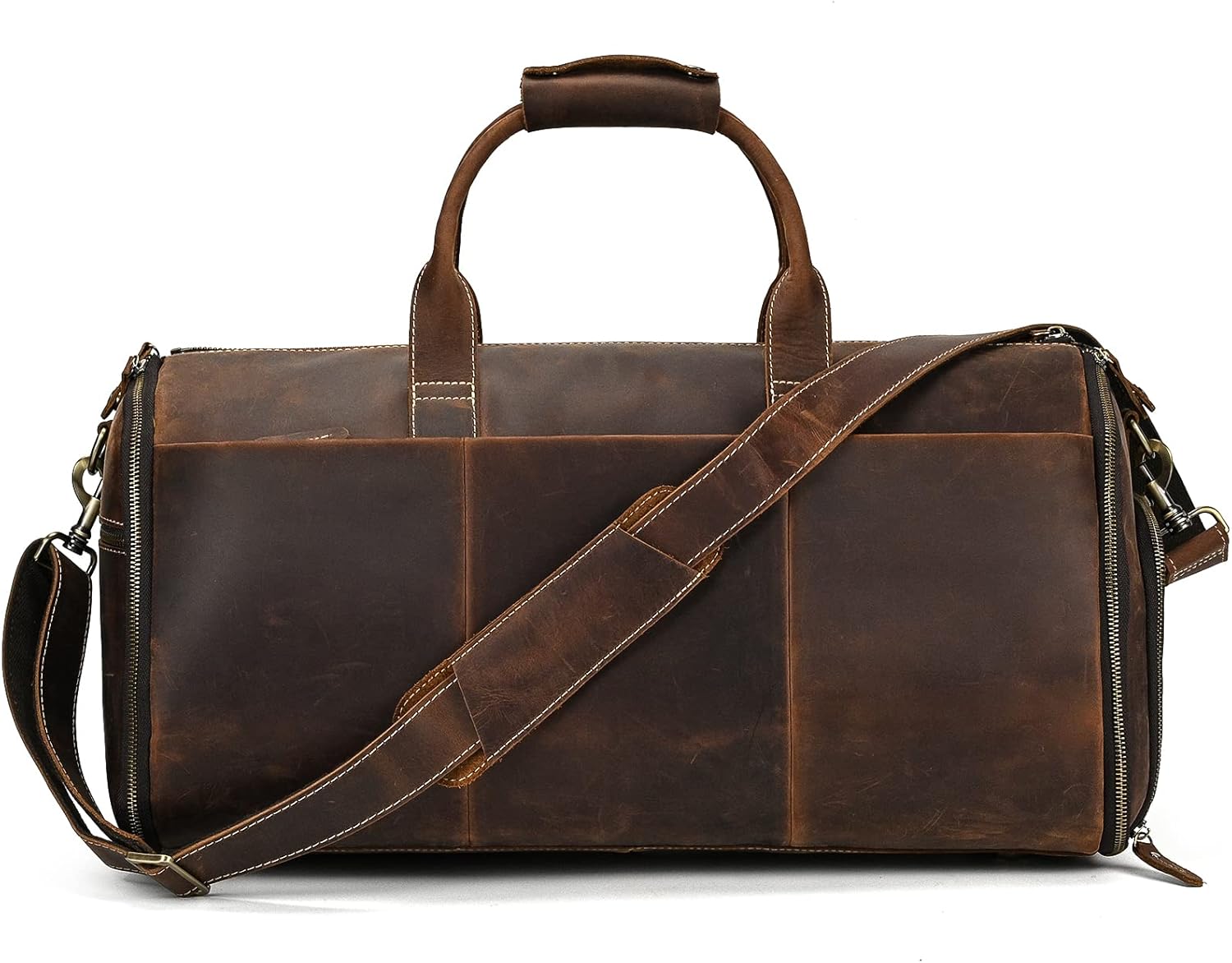 Leather Garment Bag for Men, Convertible Carry on Garment Duffel Bag for Travel Weekender Bag 2 in 1 Hanging Suitcase Suit Bag - Image 8