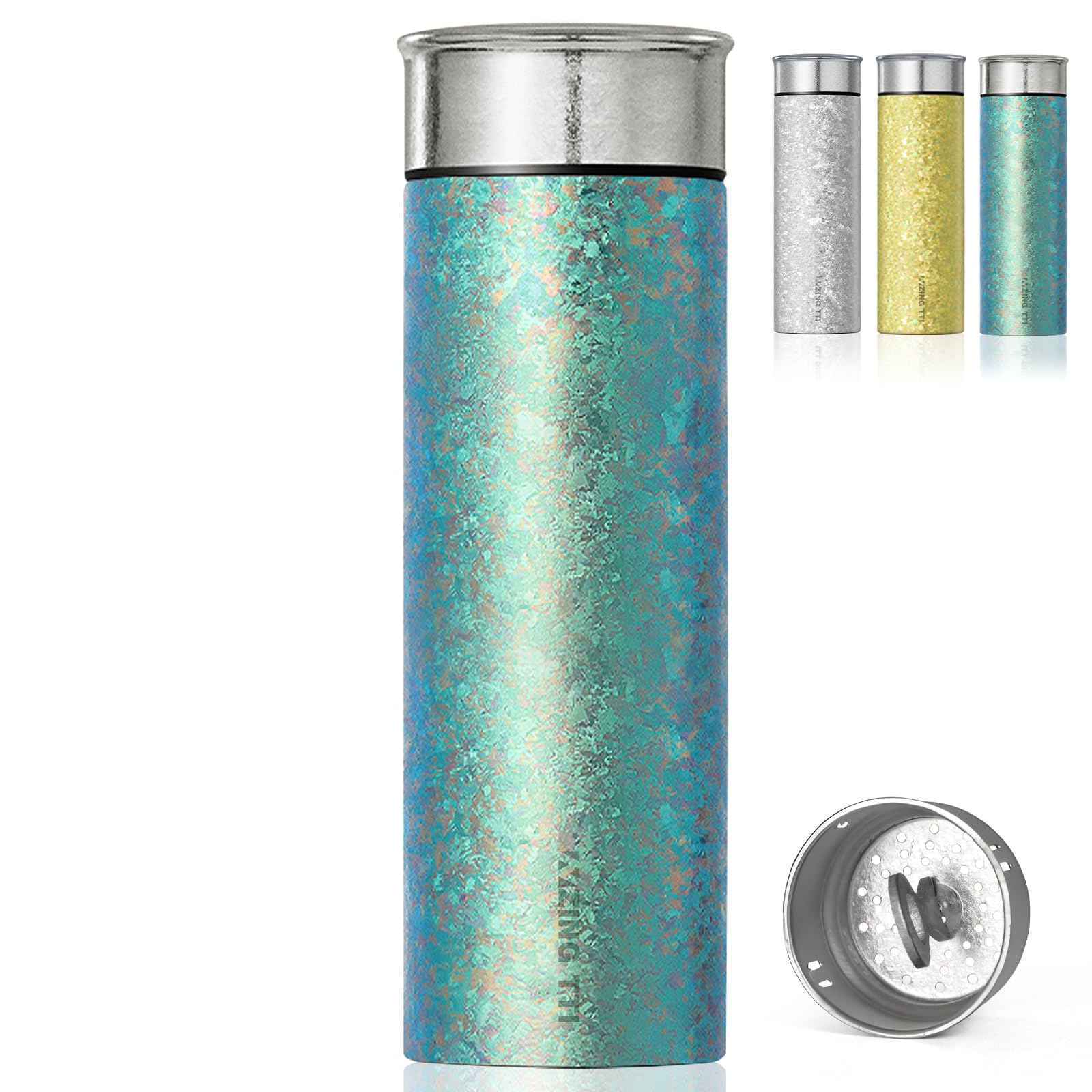 ZING TTI Pure Titanium Isolierbecher, Edelmetall Teetasse, 425.2 g, doppelwandiger vakuumisolierter Becher, Kaffeetasse, langlebige Temperaturerhaltung, kann als Geschenk gegeben werden (Grün)