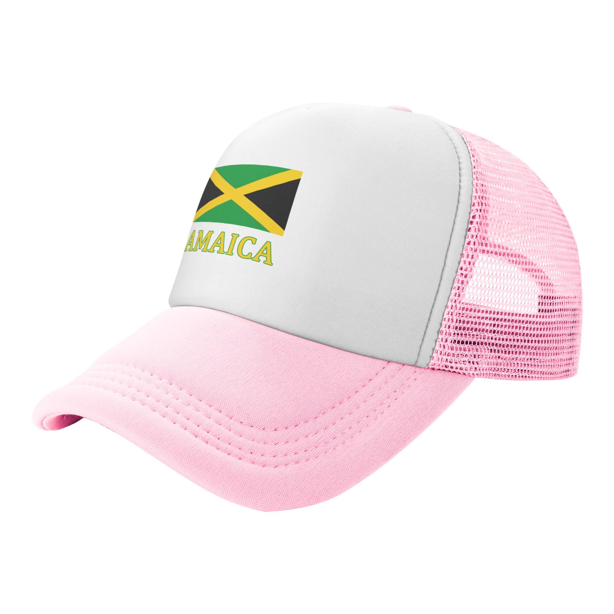 Jamaican Flag Lightweight Mesh Baseball Hat Fishing Sun Cap Outdoor Casual Cap Pink