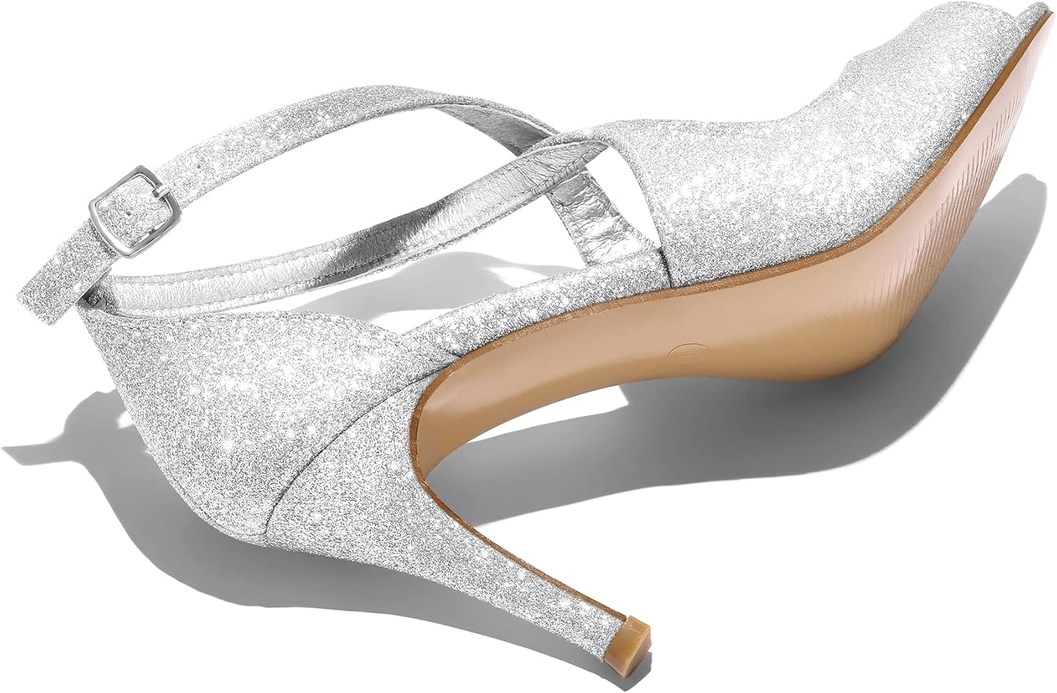 mysoft Women's Peep Toe Heeled Sandals Fashion High Heel Pumps Crisscross Strappy Elegant Prom Dress Shoes - Image 5