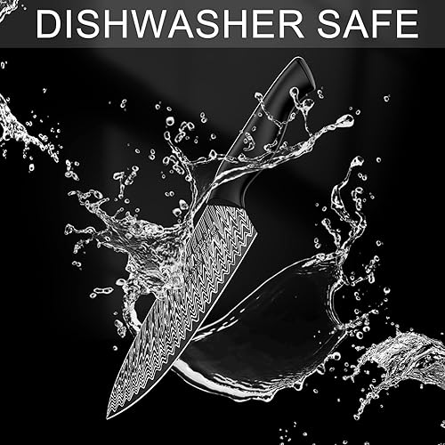 Miniatura 6 de Juego de cuchillos de cocina de 21 piezas con bloque afilador de cuchillos integrado, apto para lavavajillas, juego de bloques de cuchillos de acero