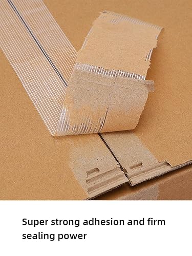 Miniatura 7 de Paquete de 10 cintas de fleje de filamentos de 34 pulgadas x 27 yardas, 270 yardas en total, embalaje reforzado de fibra de vidrio transparente,