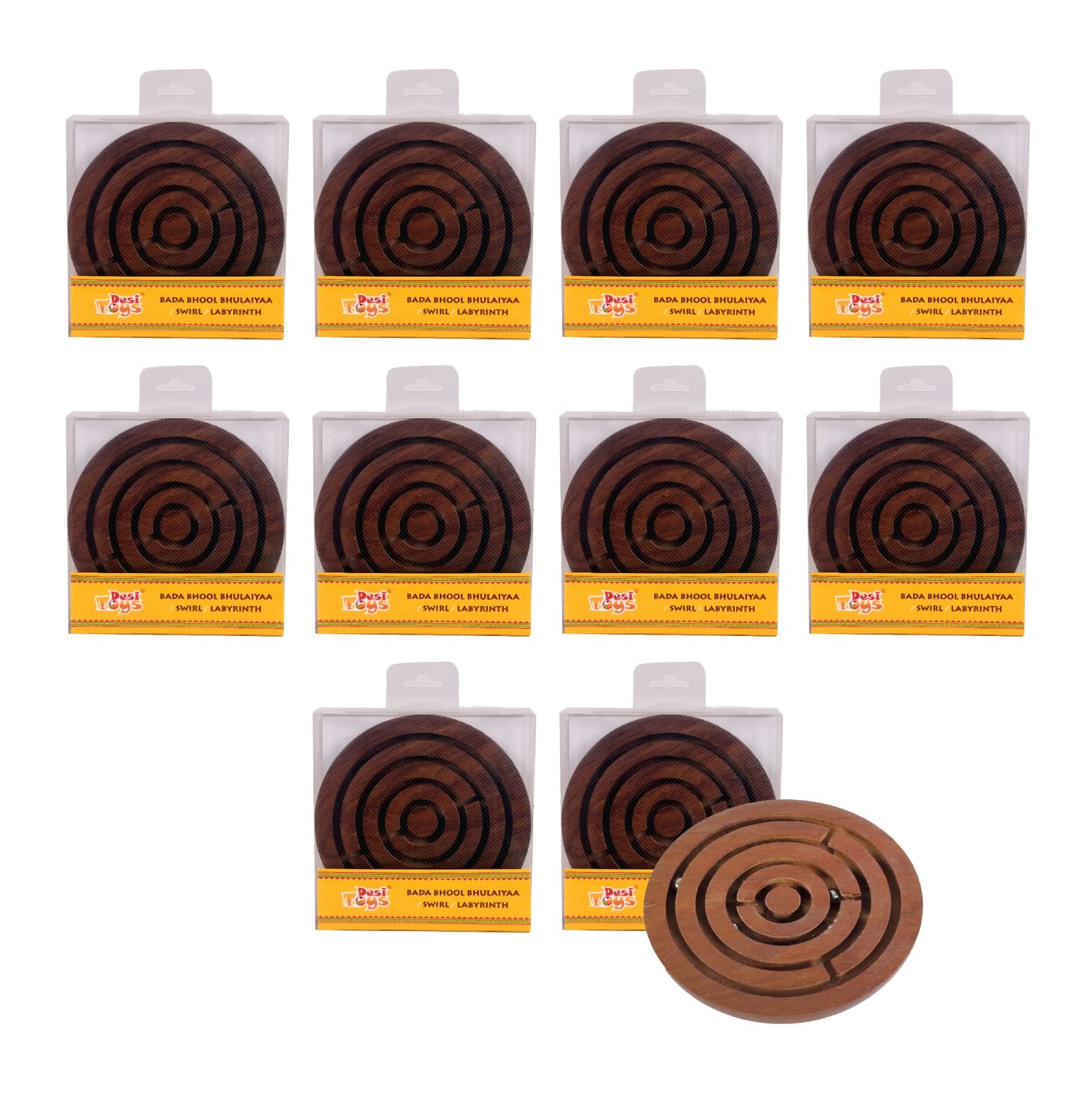 Desi Toys Bada Bhool Bhulaiyaa (Pack of 1) — Wooden Maze Puzzle with Steel Balls | Swirl Ball-in-a-Maze Labyrinth Game | Handcrafted Indian Toy | Travel-Friendly Brain Teaser for Kids | (B0C4PNLTV4) Amazon Price History, Amazon Price Tracker