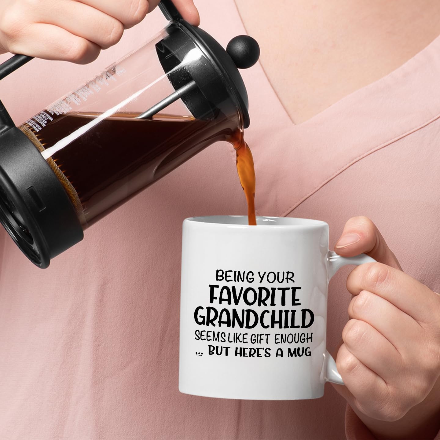 Veracco Being Your Favorite Grandchild Seems Like Gift Enough But Here's A Mug Ceramic Coffee Mug Grandma Gift Best Grandpa Gifts Funny Mother's Father's Day Birthday Gifts For Grandma Grandpa - Image 7