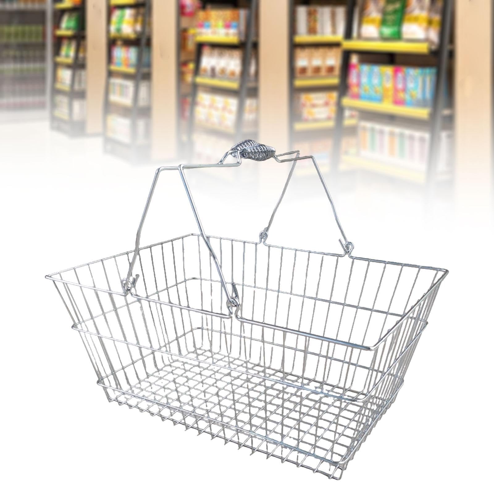Cestino Portaoggetti Shopping Basket in Impugnatura Comoda per Trasporto di Alimenti Giocattoli E Accessori Adatto a Casa Negozio Bagno, 45cmx30cmx21cm