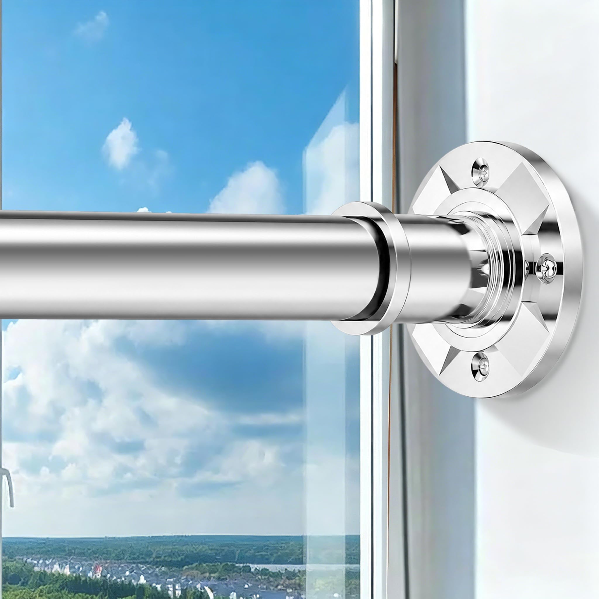 Shower Curtain Rod 31-88 In Adjustable Pole Heavy Duty Silver Tension Rods Spring Drilling and No Drilling Shower Rod for Bathroom Window Anti-Slip Never Rust